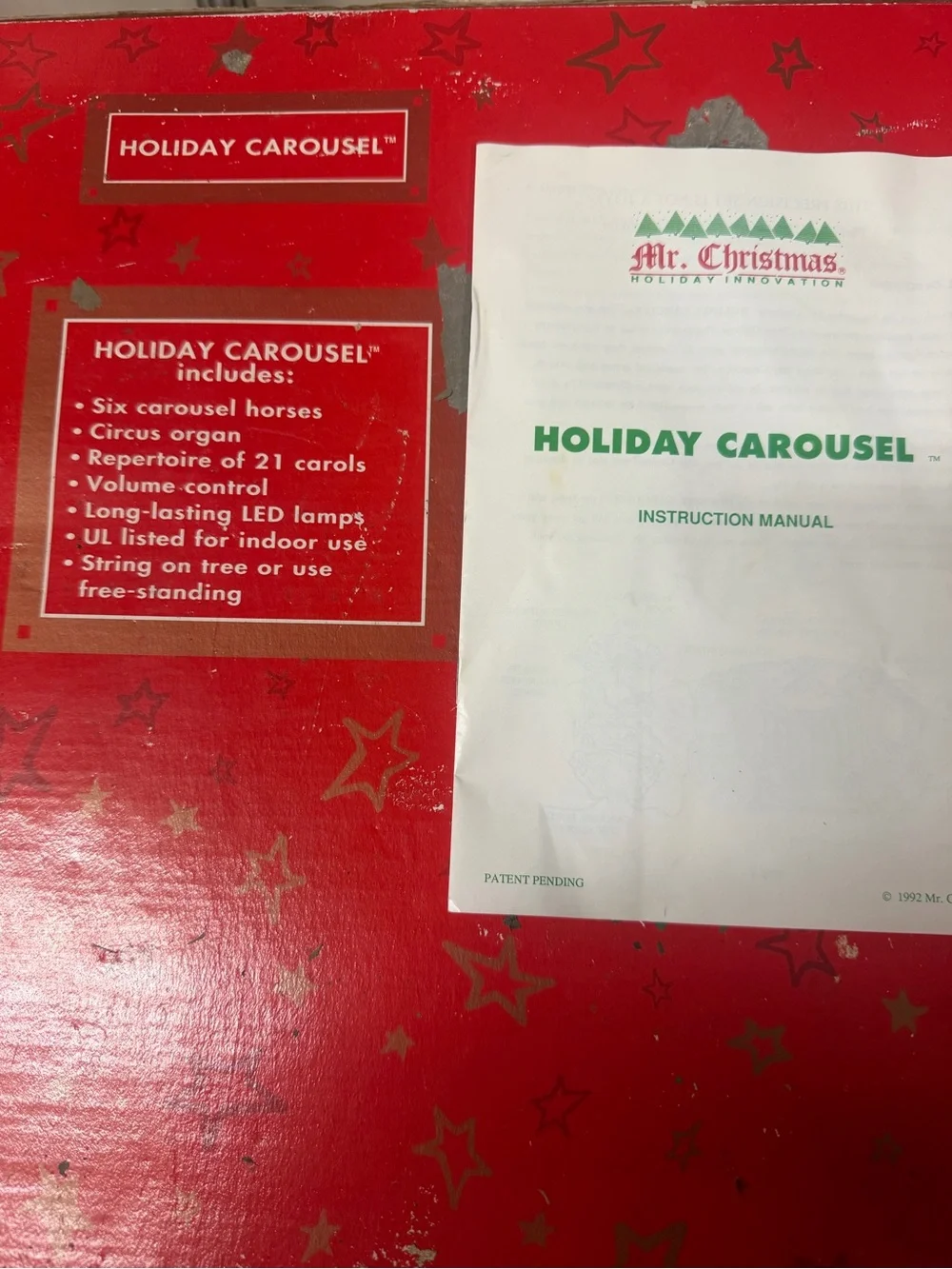 1992 Mr Christmas Holiday Carousel 6 Horses Calliope Organ 21 Songs Works VTG